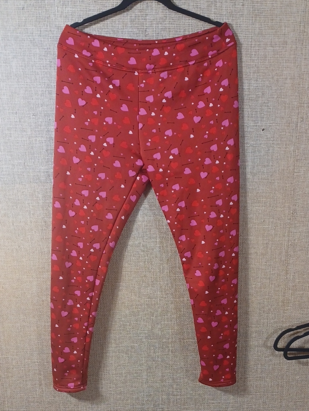 Serra Red Leggings with Pink & Red Heart Print